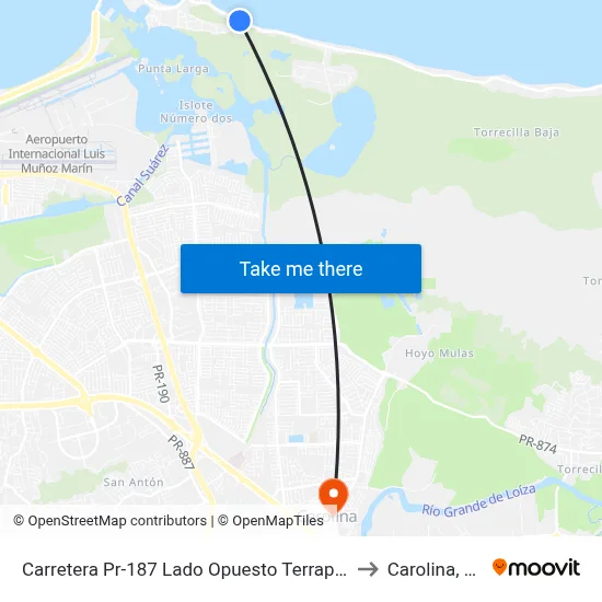 Carretera Pr-187 Lado Opuesto Terraplan to Carolina, PR map