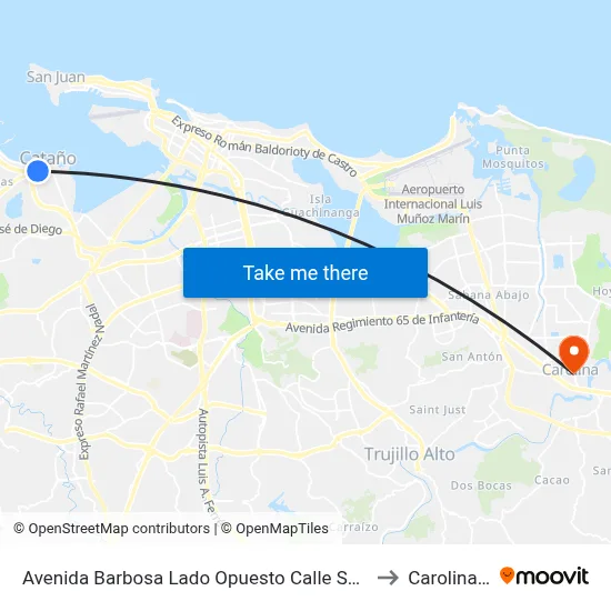 Avenida Barbosa Lado Opuesto Calle Santa Teresa to Carolina, PR map
