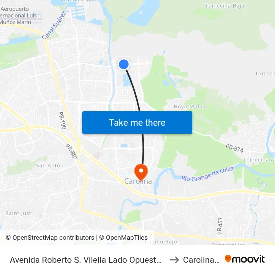 Avenida Roberto S. Vilella  Lado Opuesto Calle 504 to Carolina, PR map