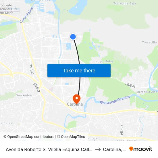 Avenida Roberto S. Vilella  Esquina Calle 312 to Carolina, PR map