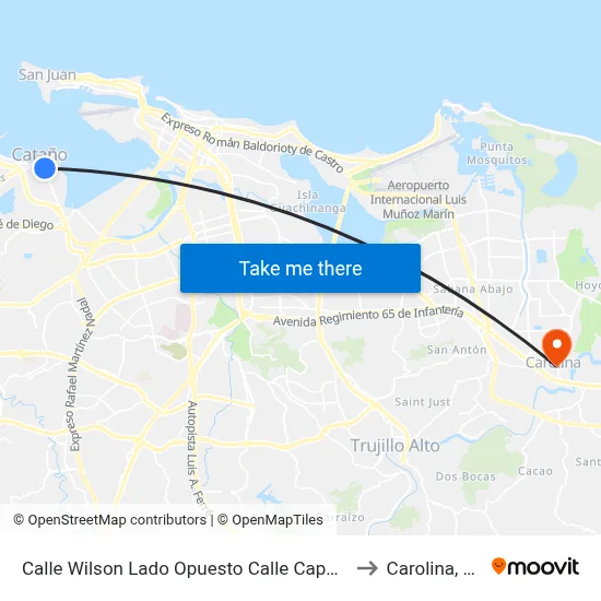 Calle Wilson Lado Opuesto Calle Caparra to Carolina, PR map