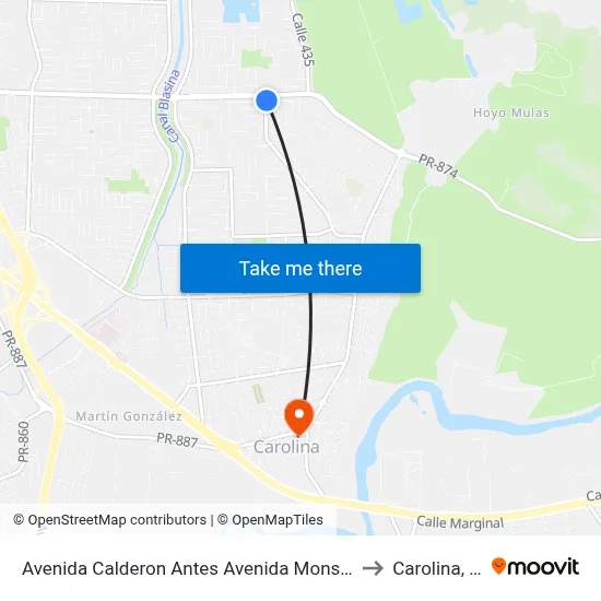 Avenida Calderon Antes Avenida Monserrate to Carolina, PR map