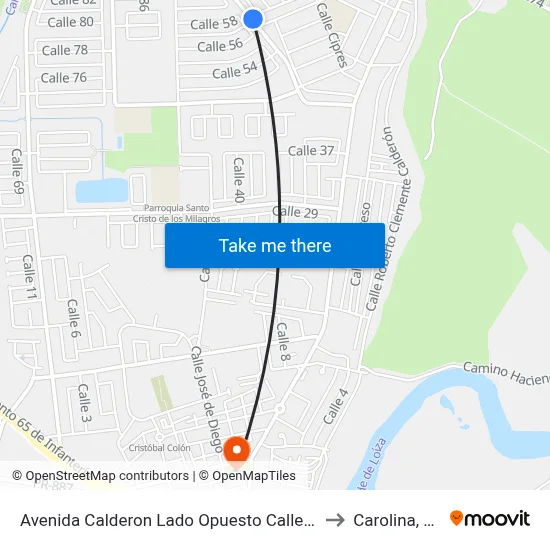 Avenida Calderon Lado Opuesto Calle 57 to Carolina, PR map