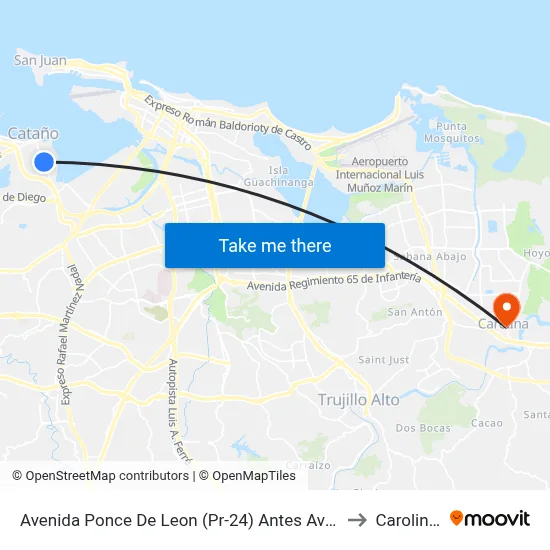 Avenida Ponce De Leon (Pr-24) Antes Avenida Las Palmas to Carolina, PR map