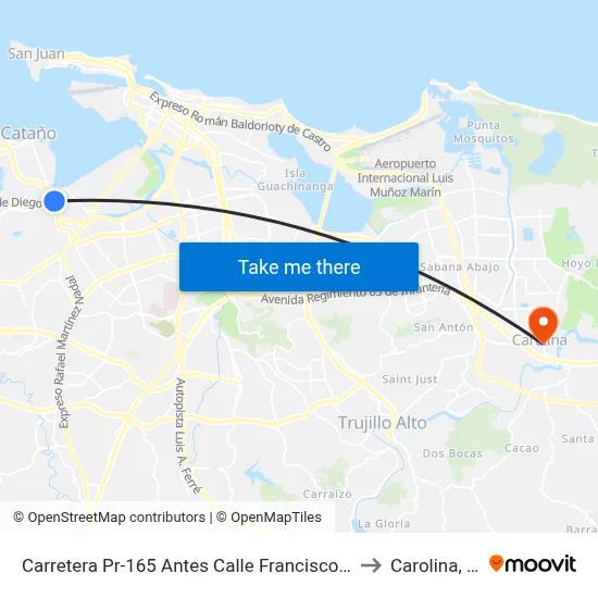 Carretera Pr-165 Antes Calle Francisco Goya to Carolina, PR map