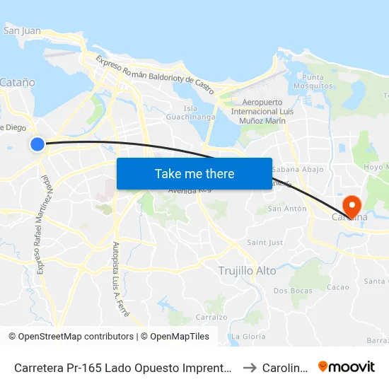 Carretera Pr-165 Lado Opuesto Imprenta El Nuevo Dia to Carolina, PR map