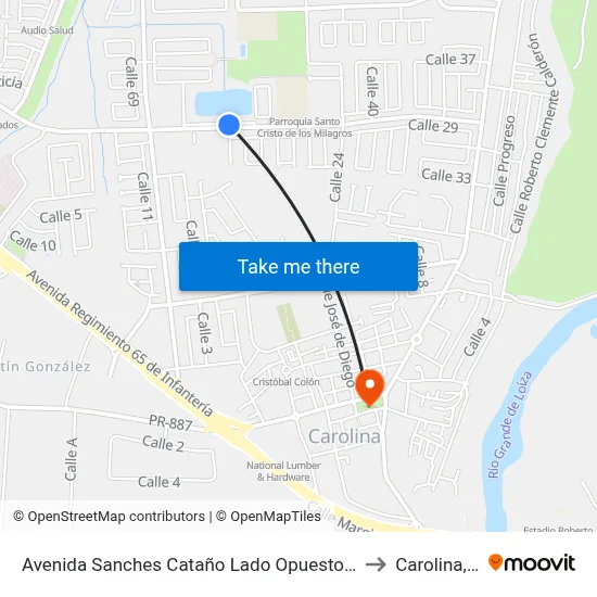 Avenida Sanches Cataño Lado Opuesto Calle 17 to Carolina, PR map