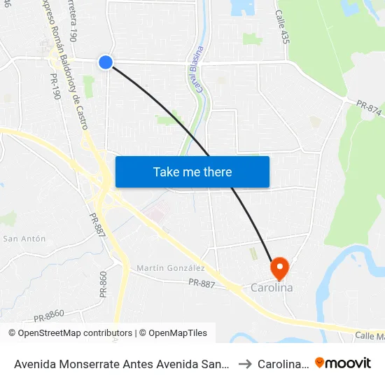 Avenida Monserrate Antes Avenida Sanches Osorio to Carolina, PR map