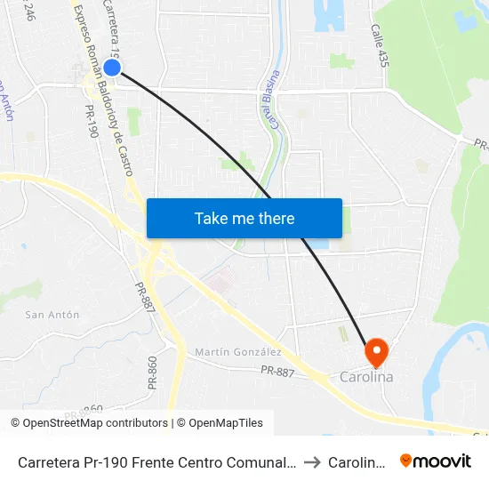 Carretera Pr-190 Frente Centro Comunal (Head Star) to Carolina, PR map