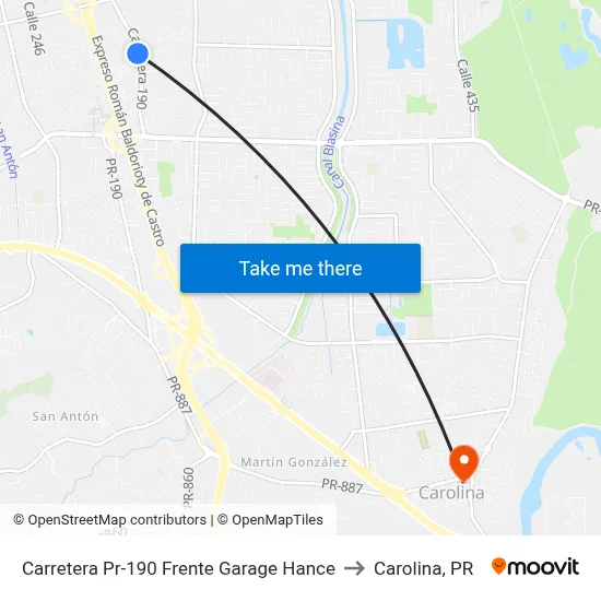 Carretera Pr-190 Frente Garage Hance to Carolina, PR map