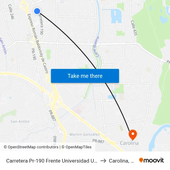 Carretera Pr-190 Frente Universidad Une to Carolina, PR map