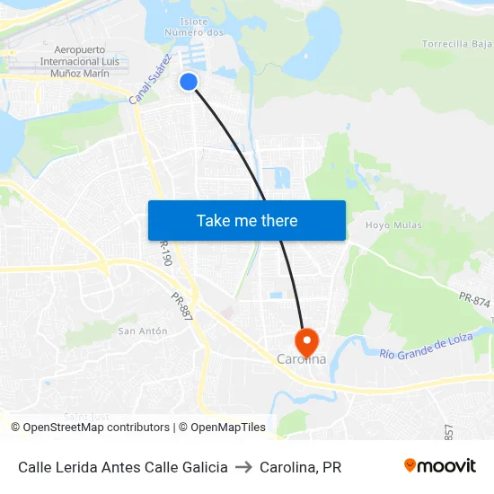 Calle Lerida Antes Calle Galicia to Carolina, PR map