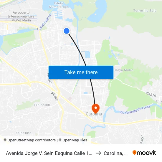 Avenida Jorge V. Sein  Esquina Calle 142 to Carolina, PR map