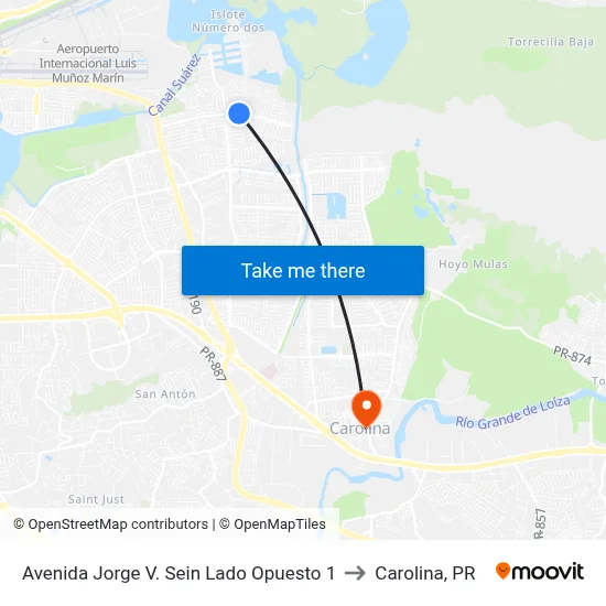 Avenida Jorge V. Sein  Lado Opuesto 1 to Carolina, PR map