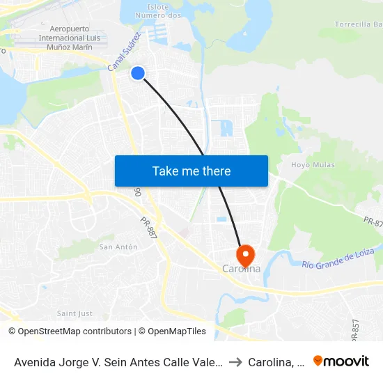 Avenida Jorge V. Sein  Antes Calle Valencia to Carolina, PR map