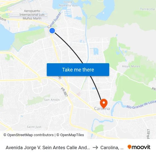 Avenida Jorge V. Sein  Antes Calle Andora to Carolina, PR map