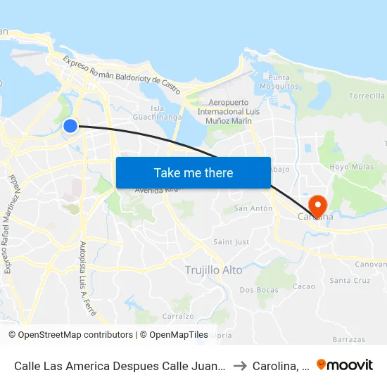 Calle Las America Despues Calle Juan Calaf to Carolina, PR map