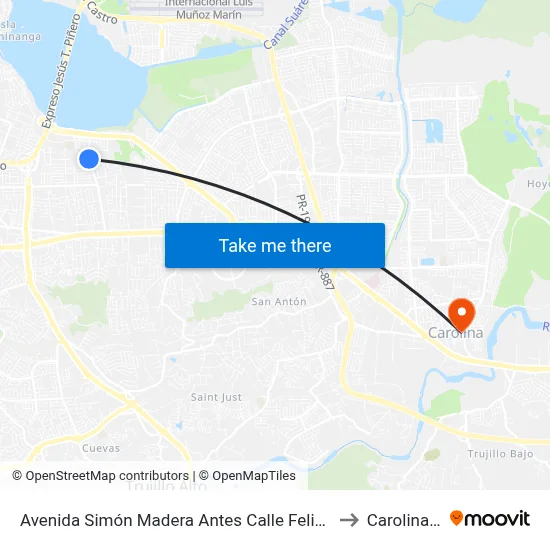 Avenida Simón Madera Antes Calle Felipe Gutiérre to Carolina, PR map