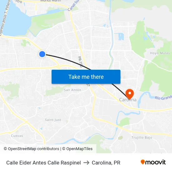 Calle Eider Antes Calle Raspinel to Carolina, PR map