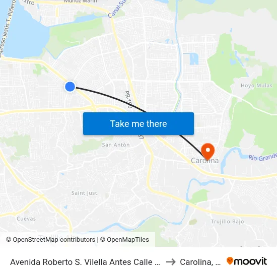 Avenida Roberto S. Vilella Antes Calle Eider to Carolina, PR map