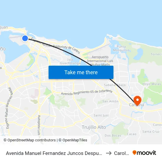 Avenida Manuel Fernandez Juncos Despues Bulevar Baldorioty De Castro to Carolina, PR map
