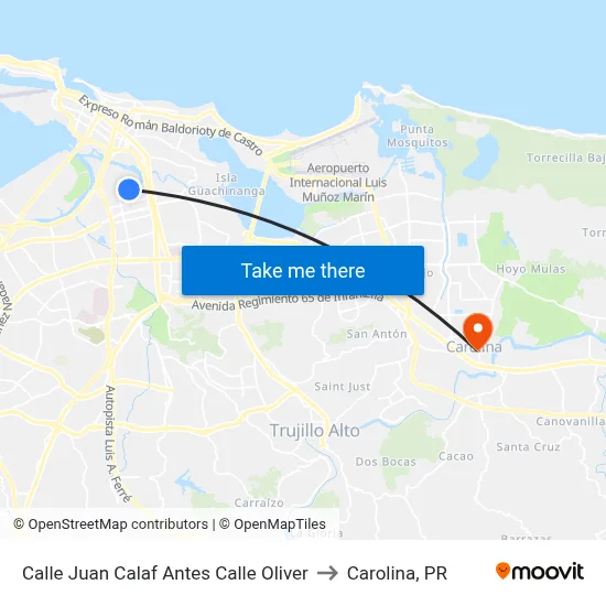 Calle Juan Calaf Antes Calle Oliver to Carolina, PR map