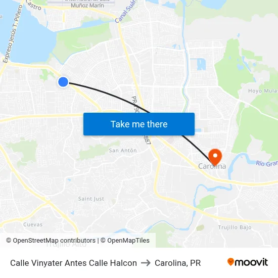 Calle Vinyater Antes Calle Halcon to Carolina, PR map