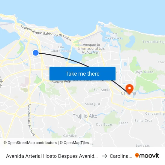 Avenida Arterial Hosto Despues Avenida Chardon to Carolina, PR map