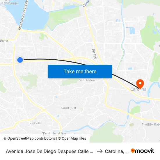 Avenida Jose De Diego Despues Calle Ferrera to Carolina, PR map