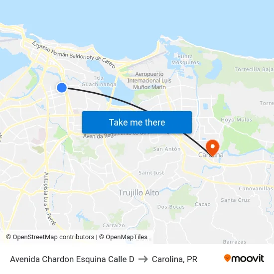 Avenida Chardon Esquina Calle D to Carolina, PR map