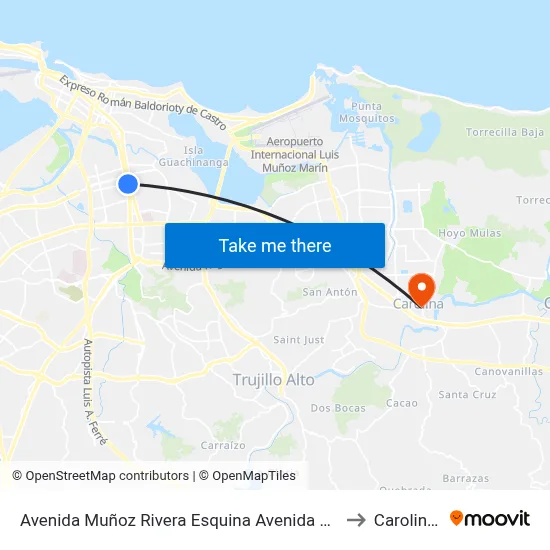 Avenida Muñoz Rivera Esquina Avenida Eleonor Roosvelt to Carolina, PR map