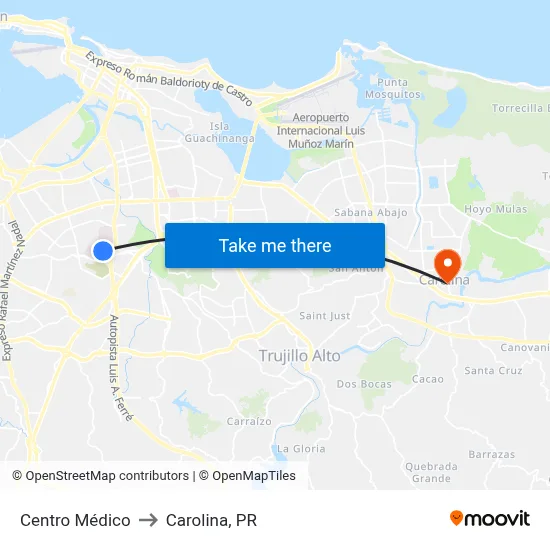 Centro Médico to Carolina, PR map