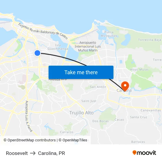 Roosevelt to Carolina, PR map