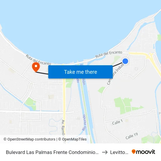 Bulevard Las Palmas Frente Condominio Angeli to Levittown map