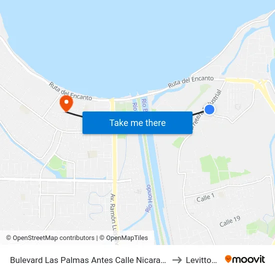 Bulevard Las Palmas Antes Calle Nicaragua to Levittown map