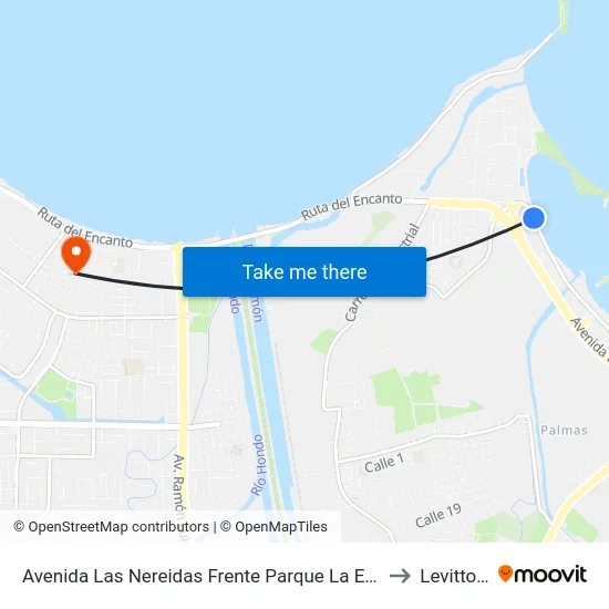 Avenida Las Nereidas Frente Parque La Esperanza to Levittown map