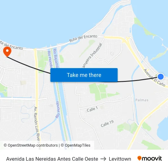 Avenida Las Nereidas Antes  Calle Oeste to Levittown map