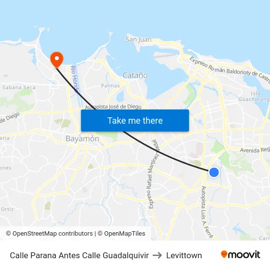 Calle Parana Antes Calle Guadalquivir to Levittown map