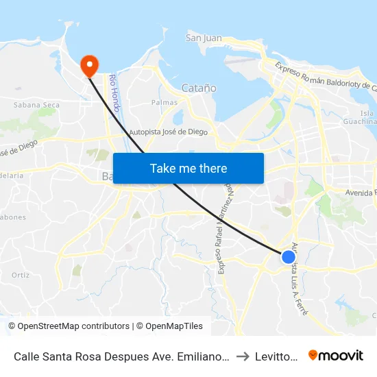 Calle Santa Rosa Despues Ave. Emiliano Pol to Levittown map