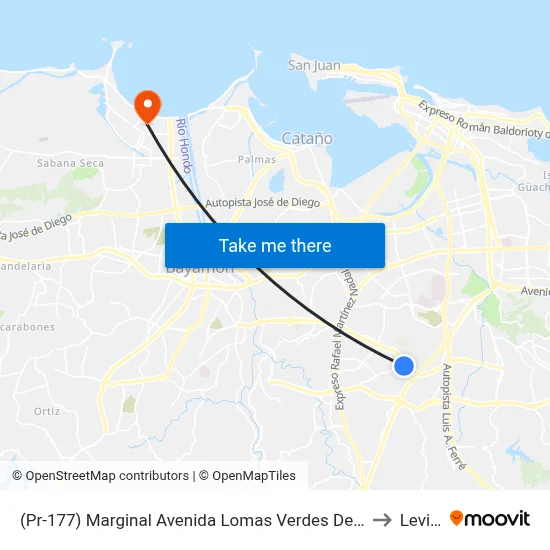 (Pr-177) Marginal Avenida Lomas Verdes Despues (Pr-838) Camino Alejandrino to Levittown map