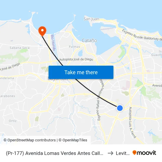 (Pr-177) Avenida Lomas Verdes Antes Calle Chalets De Santa Maria to Levittown map