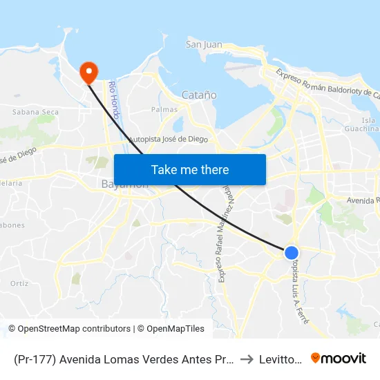 (Pr-177) Avenida Lomas Verdes Antes Pr-8838 to Levittown map