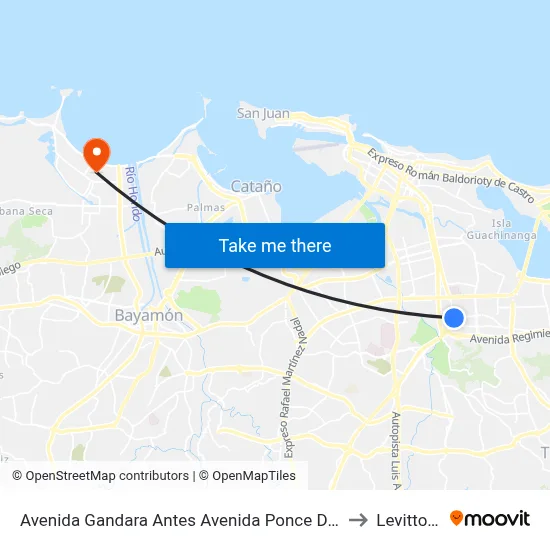 Avenida Gandara Antes Avenida Ponce De Leon to Levittown map