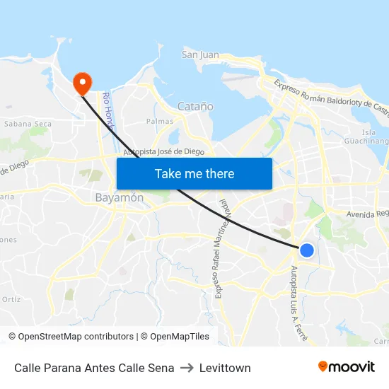 Calle Parana Antes Calle Sena to Levittown map