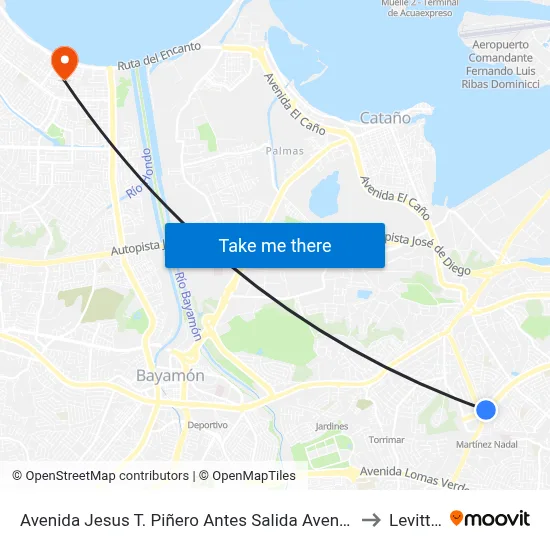 Avenida Jesus T. Piñero Antes Salida Avenida Martinez Nadal to Levittown map