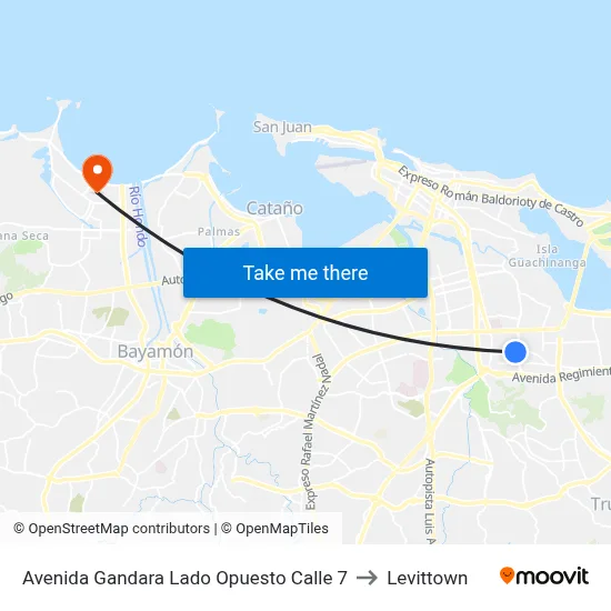 Avenida Gandara Lado Opuesto Calle 7 to Levittown map