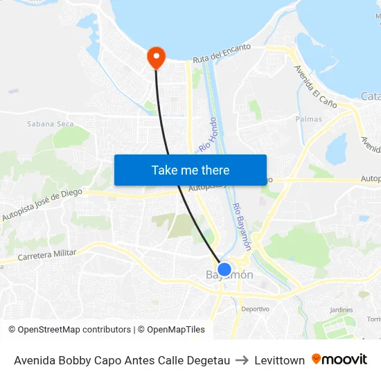 Avenida Bobby Capo Antes Calle Degetau to Levittown map