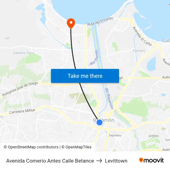 Avenida Comerio Antes Calle Betance to Levittown map