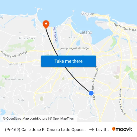 (Pr-169) Calle Jose R. Carazo Lado Opuesto Puesto Total to Levittown map
