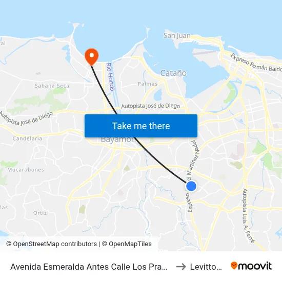 Avenida Esmeralda Antes Calle Los Prados to Levittown map